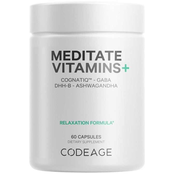 Codeage - Meditate Vitamins Brain Supplement - GABA, DHH - B, NeuroFactor, Ashwagandha - 60 Capsules - The Oasis of Health