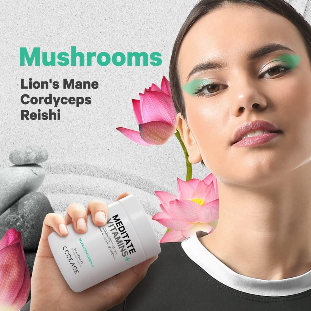 Codeage - Meditate Vitamins Brain Supplement - GABA, DHH - B, NeuroFactor, Ashwagandha - 60 Capsules - The Oasis of Health