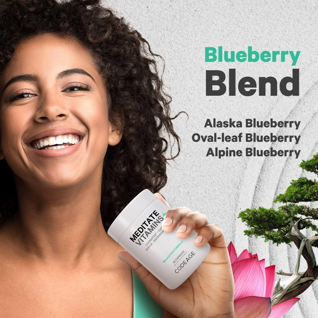 Codeage - Meditate Vitamins Brain Supplement - GABA, DHH - B, NeuroFactor, Ashwagandha - 60 Capsules - The Oasis of Health