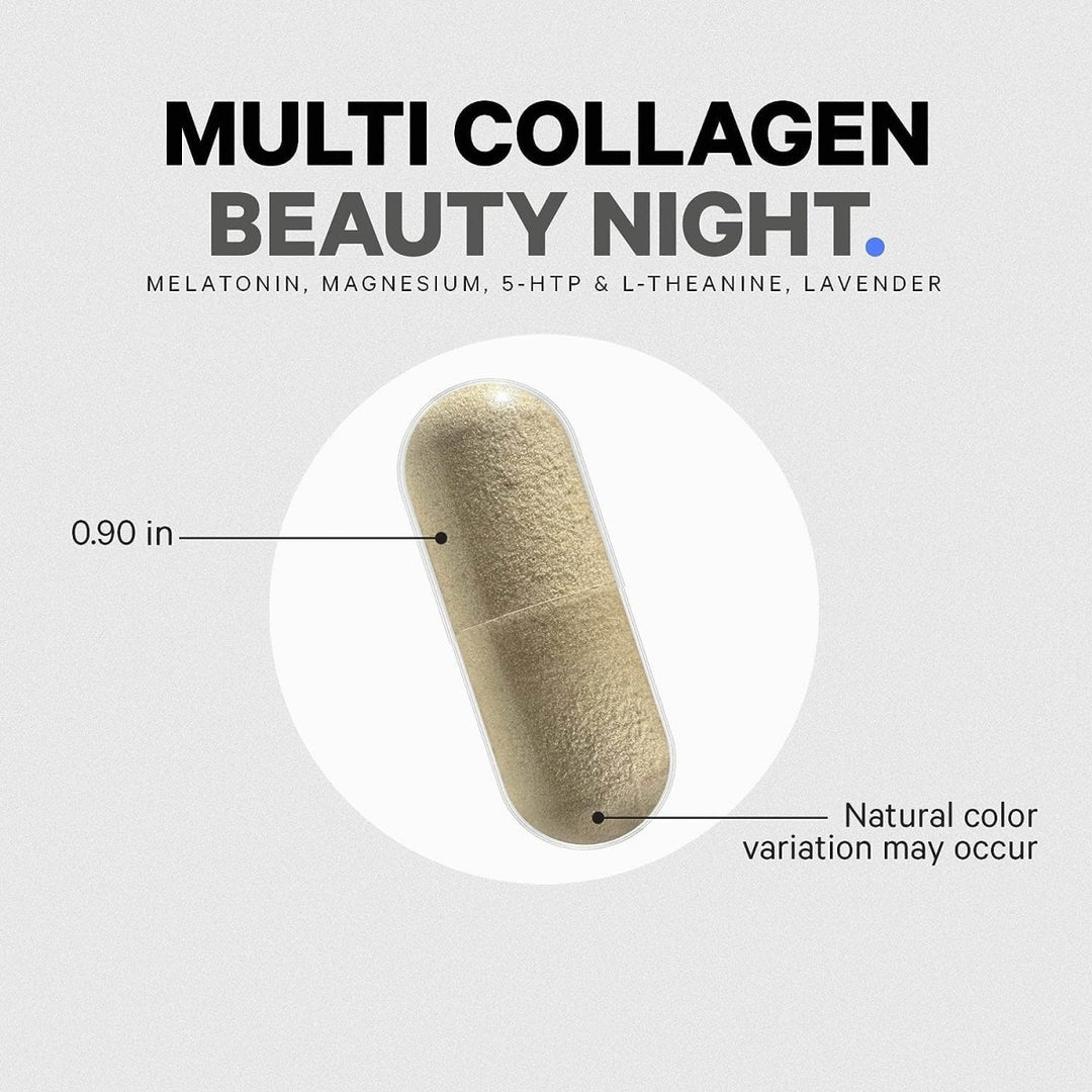Codeage - Multi Collagen Beauty Night with 5 - HTP Lavendar L - Theanine & Melatonin - 150 Capsules - The Oasis of Health