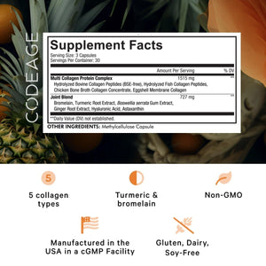 Codeage - Multi Collagen Protein + Joint Blend, Astaxanthin, Bromelain, Boswellia - 90 Capsules - The Oasis of Health