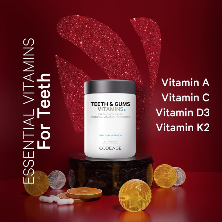 Codeage - Teeth & Gums Vitamins + Oral Probiotics Mouth Care Supplement - 90 Capsules - The Oasis of Health