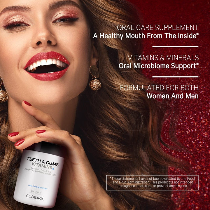 Codeage - Teeth & Gums Vitamins + Oral Probiotics Mouth Care Supplement - 90 Capsules - The Oasis of Health