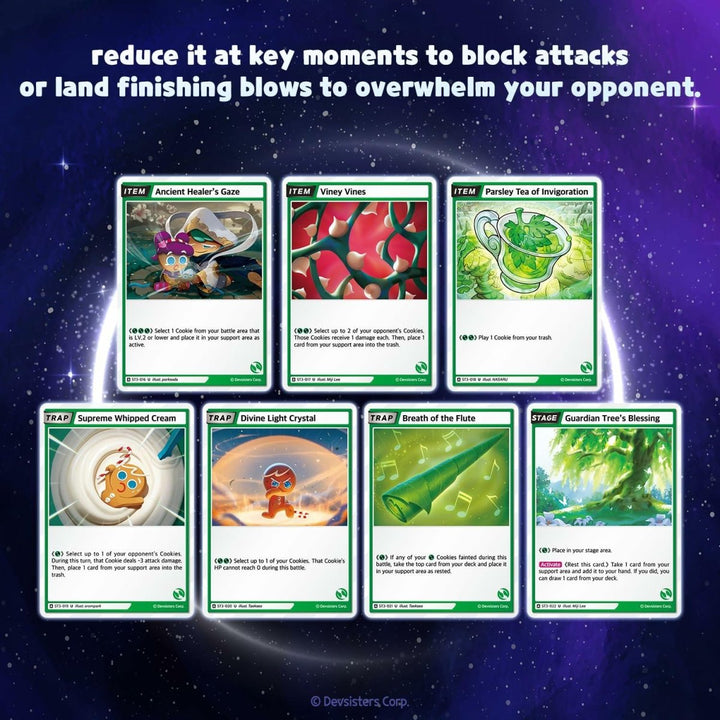 CookieRun: Braverse Trading Card Game - Starter Deck Green - Strategic Game Play Pack, 1 Player 60 Card Set, Competitive Battle TCG, Deck - Building - The Oasis of Health