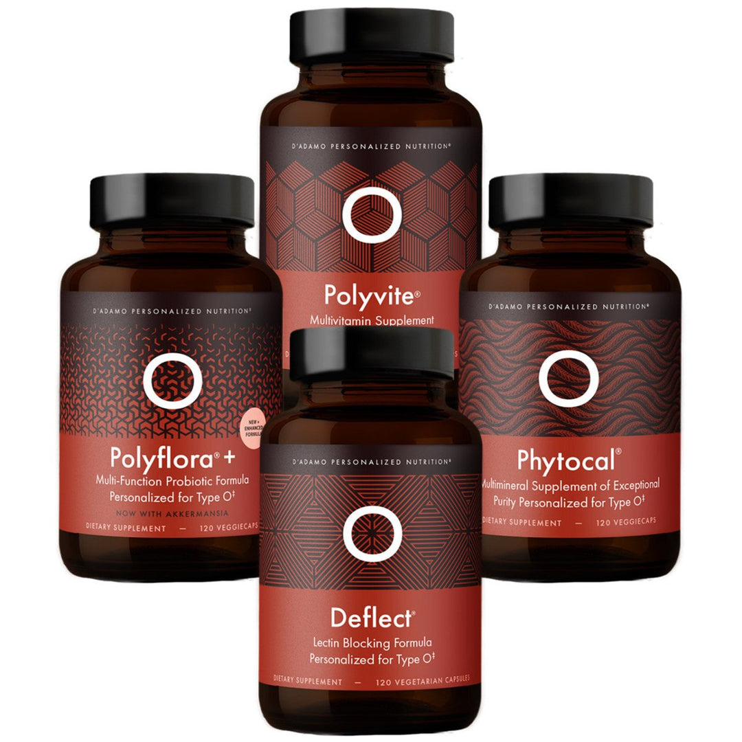 D'Adamo Daily Essentials Pack Blood Type A (Polyvite, Polyflora, Deflect, Phytocal) - The Oasis of Health