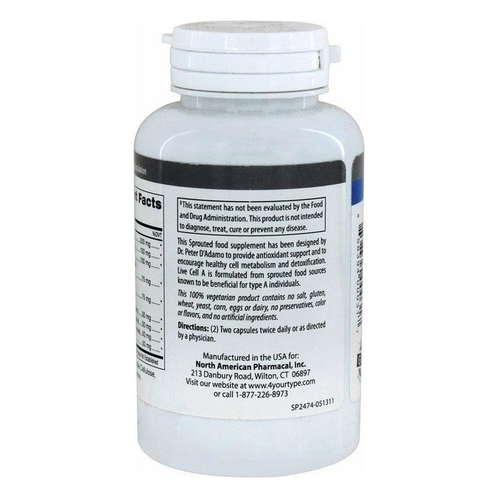 D'Adamo Personalized Nutrition - Live Cell A 90 vcaps - The Oasis of Health