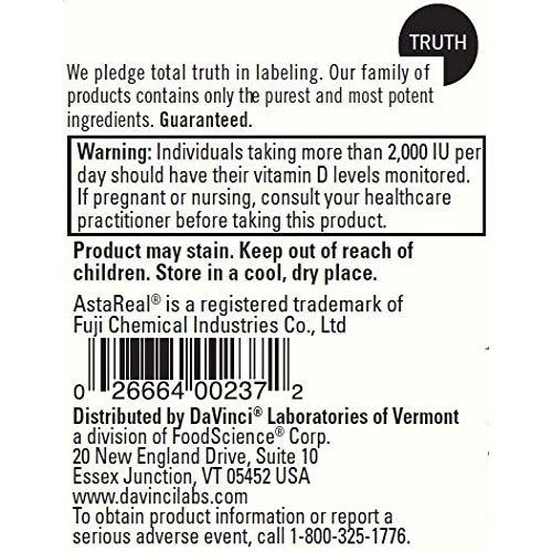 Davinci Laboratories Astaxanthin D3 Liquid - 1 fl oz - The Oasis of Health