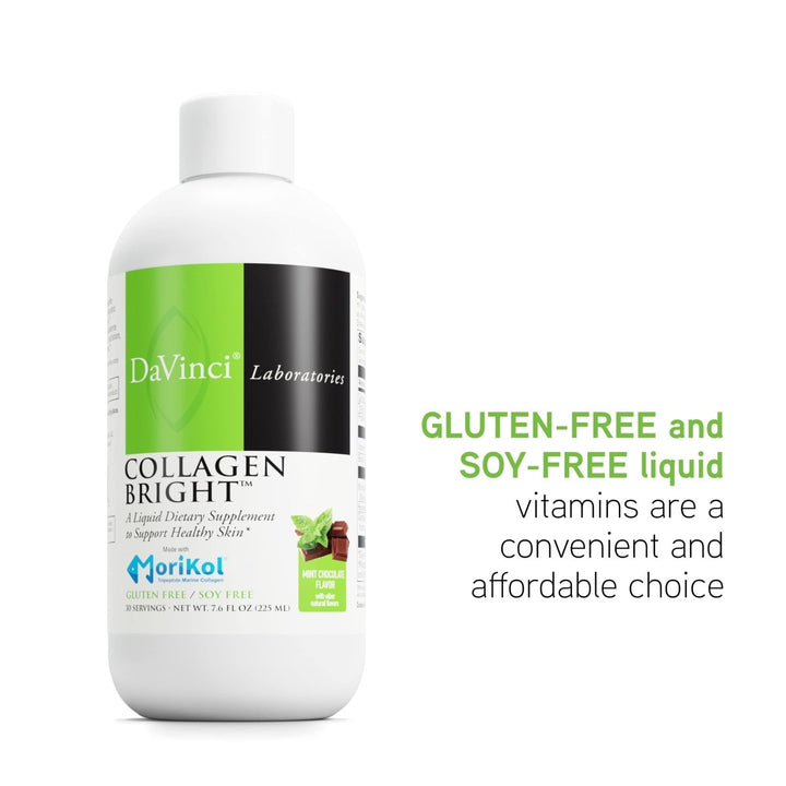 DAVINCI Laboratories - Collagen Bright - A Liquid Dietary Supplement to Support Healthy Skin - Gluten Free, Soy Free - Mint Chocolate - 30 Servings, 7.6 Fl Oz - The Oasis of Health