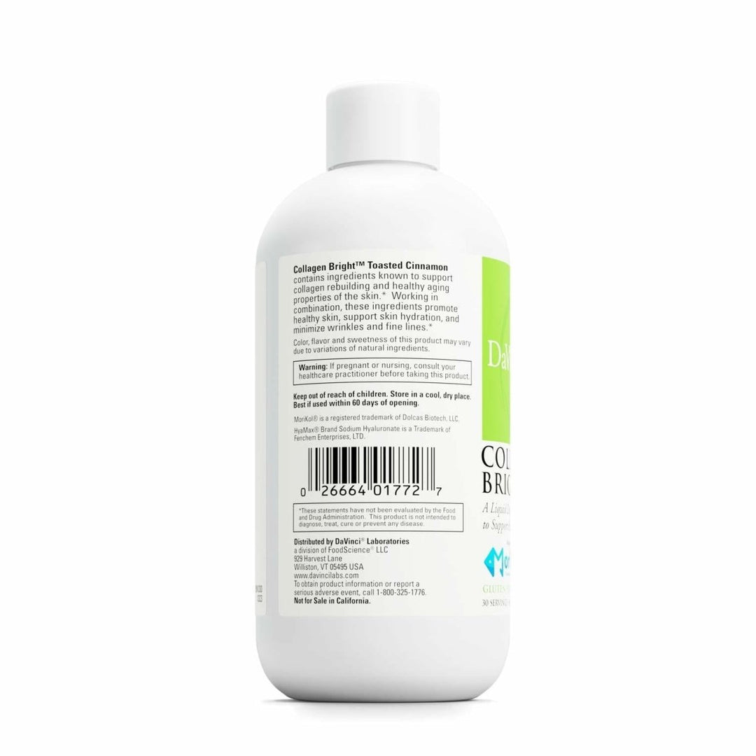 DAVINCI Laboratories - Collagen Bright - A Liquid Dietary Supplement to Support Healthy Skin - Gluten Free, Soy Free - Toasted Cinnamon - 30 Servings, 7.6 Fl Oz - The Oasis of Health