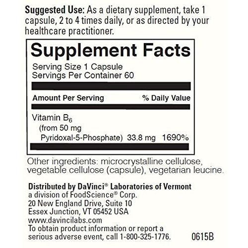 DaVinci Laboratories Pyridoxal 5 - phosphate Vitamin B6 Supplement, 60 Count - The Oasis of Health