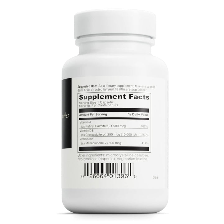 DaVinci Labs ADK 10 - Dietary Supplement to Support Bone Structure, Heart Health and Immune Function - With Vitamin A, Vitamin D3 10,000 IU and Vitamin K2 - Gluten - Free - 90 Vegetarian Capsules - The Oasis of Health