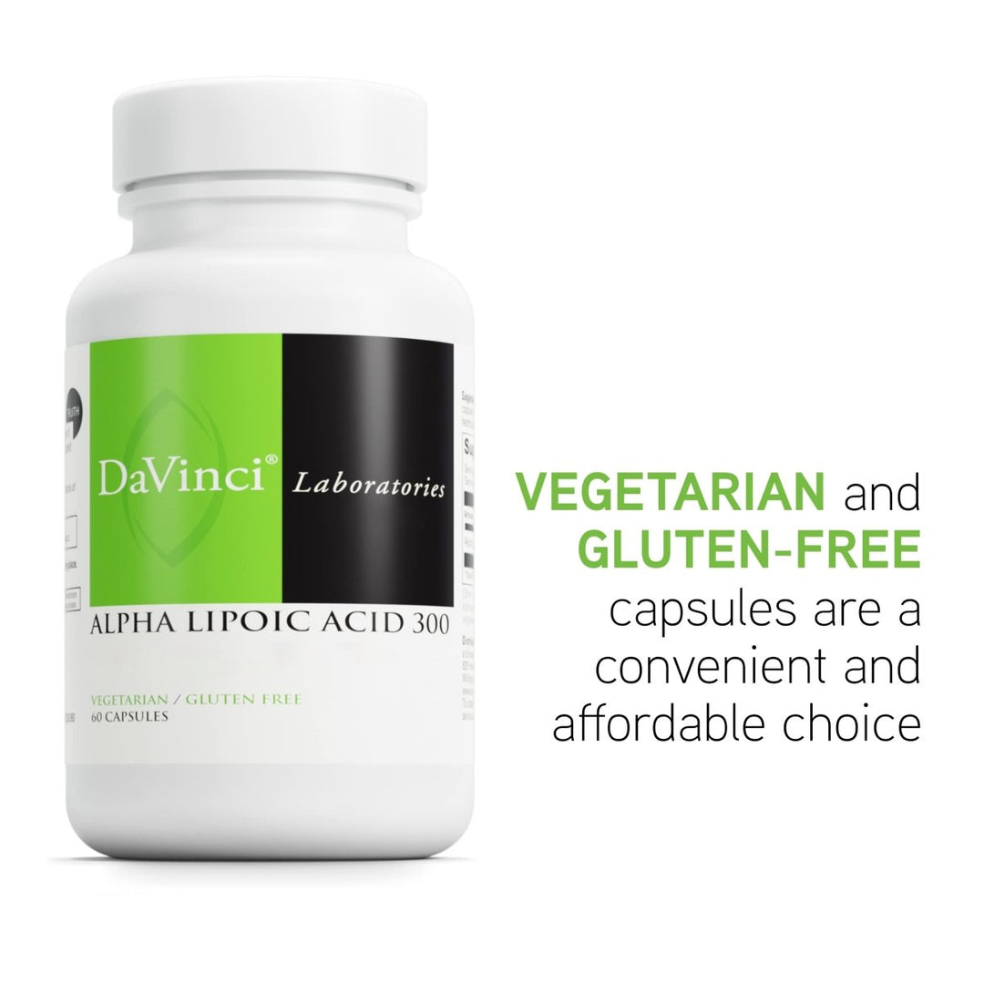 Davinci Labs Alpha Lipoic Acid 300 - Dietary Supplement to Support Metabolism and Healthy Collagen Levels - with 300 mg Alpha Lipoic Acid per Capsule - Gluten - Free - 60 Vegetarian Capsules - The Oasis of Health