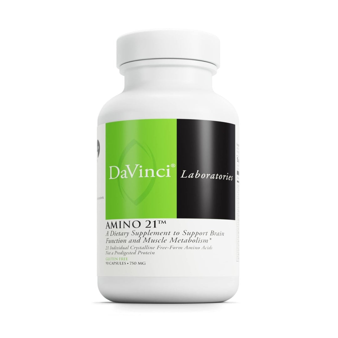 DAVINCI Labs Amino 21 - Supports Brain Function & Muscle Metabolism* - Amino Acid Dietary Supplement with L - Glutamine, L - Lysine HCl, Tyrosine, L - Arginine and More - Gluten - Free - 90 Capsules, 750 mg - The Oasis of Health