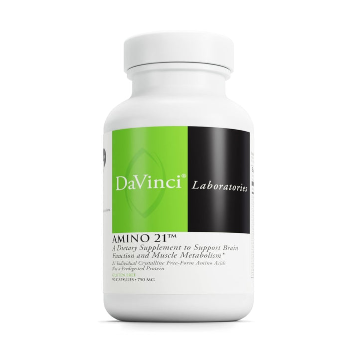 DAVINCI Labs Amino 21 - Supports Brain Function & Muscle Metabolism* - Amino Acid Dietary Supplement with L - Glutamine, L - Lysine HCl, Tyrosine, L - Arginine and More - Gluten - Free - 90 Capsules, 750 mg - The Oasis of Health