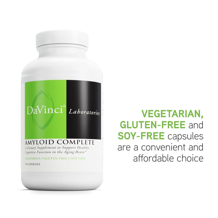 DAVINCI Labs Amyloid Complete - Dietary Supplement to Support Cognitive Function, Brain Health and Healthy Aging - with Colostrum Extract, Curcumin Extract and More - Gluten - Free - 90 Vegetarian Caps - The Oasis of Health