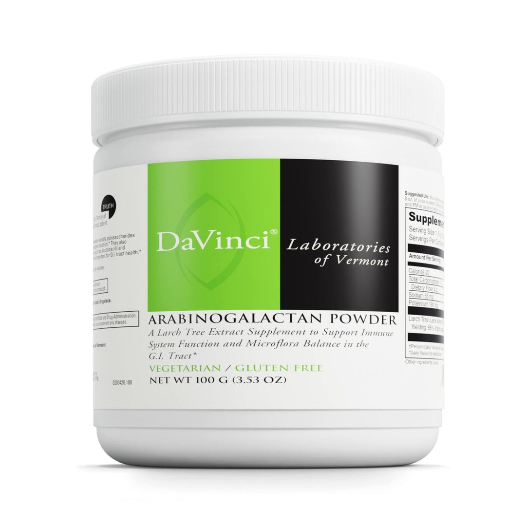 DaVinci Labs Arabinogalactan Powder - Dietary Supplement to Support the Immune System, GI Health and Microflora Balance - With 5000mg of Larch Tree Extract per Scoop - Gluten - Free - Vegetarian - 100g - The Oasis of Health