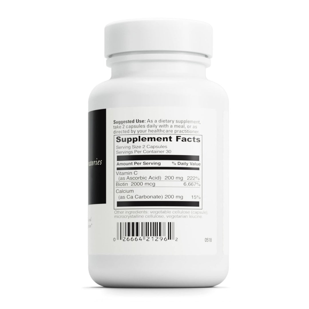 DAVINCI Labs Biotin - Supports Skin & Hair Health, Intestinal Flora Function* - Dietary Supplement with Vitamin C & Calcium as Ca Carbonate - Vegetarian - Gluten - Free - 60 Capsules - The Oasis of Health