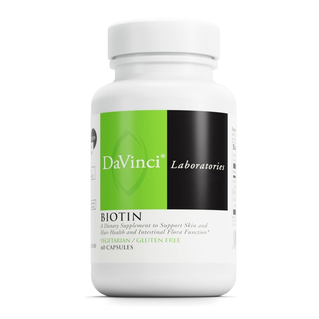 DAVINCI Labs Biotin - Supports Skin & Hair Health, Intestinal Flora Function* - Dietary Supplement with Vitamin C & Calcium as Ca Carbonate - Vegetarian - Gluten - Free - 60 Capsules - The Oasis of Health