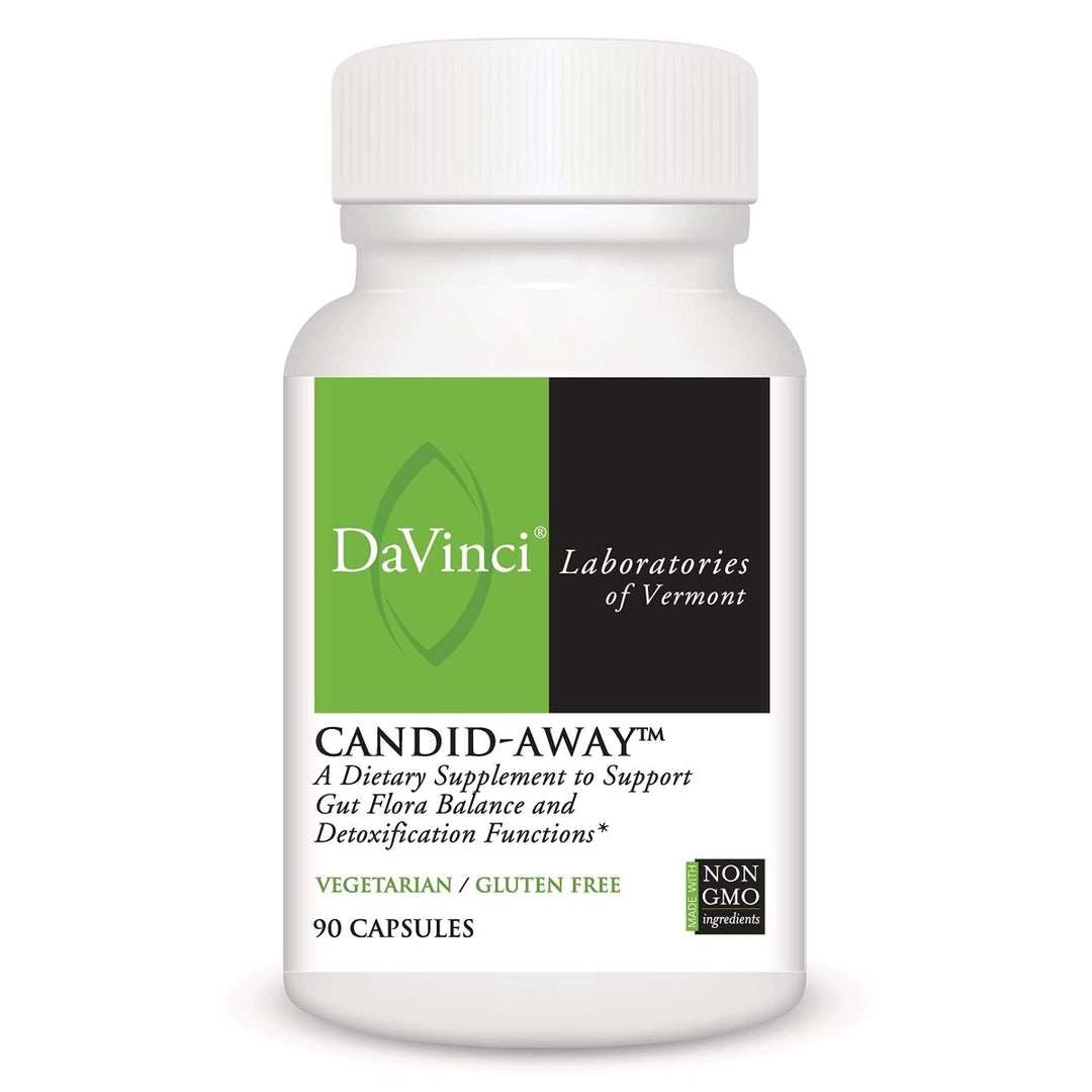 DAVINCI Labs Candid - Away - Dietary Supplement to Support Microflora Balance, Detox and a Healthy Gut - with Calcium, Magnesium, Cellulase, Betaine HCI, and More - Gluten - Free - 90 Vegetarian Capsules - The Oasis of Health