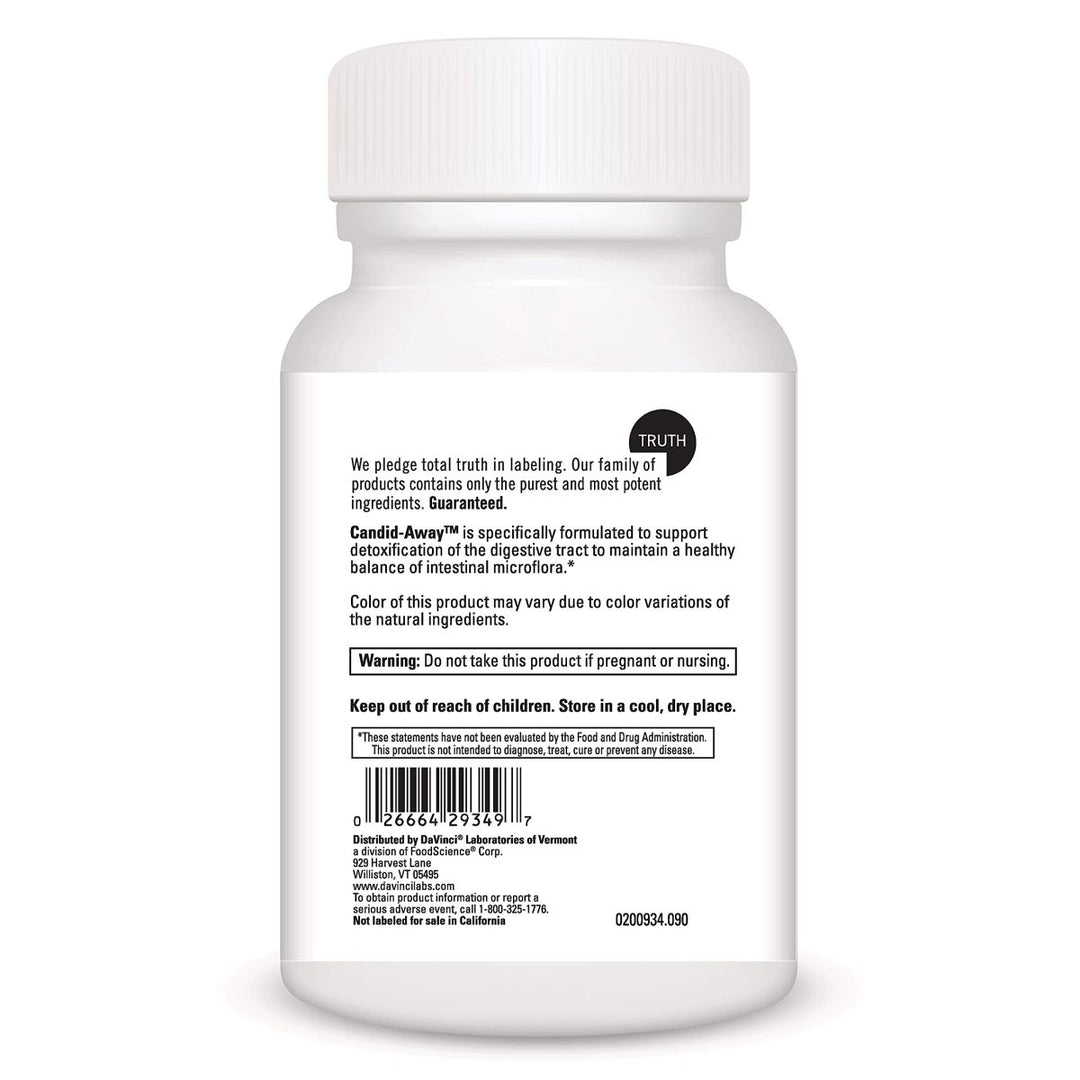 DAVINCI Labs Candid - Away - Dietary Supplement to Support Microflora Balance, Detox and a Healthy Gut - with Calcium, Magnesium, Cellulase, Betaine HCI, and More - Gluten - Free - 90 Vegetarian Capsules - The Oasis of Health