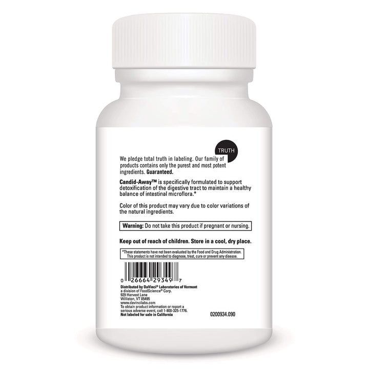 DAVINCI Labs Candid - Away - Dietary Supplement to Support Microflora Balance, Detox and a Healthy Gut - with Calcium, Magnesium, Cellulase, Betaine HCI, and More - Gluten - Free - 90 Vegetarian Capsules - The Oasis of Health