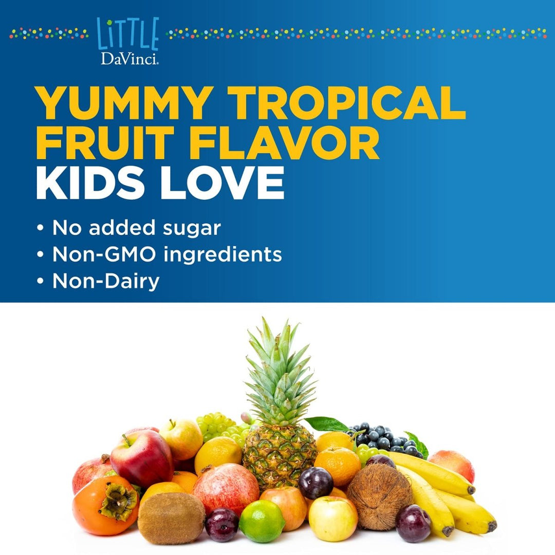 DAVINCI Labs Chewable Kidbiotic - Kids Probiotics to Support Digestion, a Healthy Gut, Brain Health and Immunity - with Probiotics, Amylase, and More - Tropical Fruit Flavor - 90 Chewable Tablets - The Oasis of Health