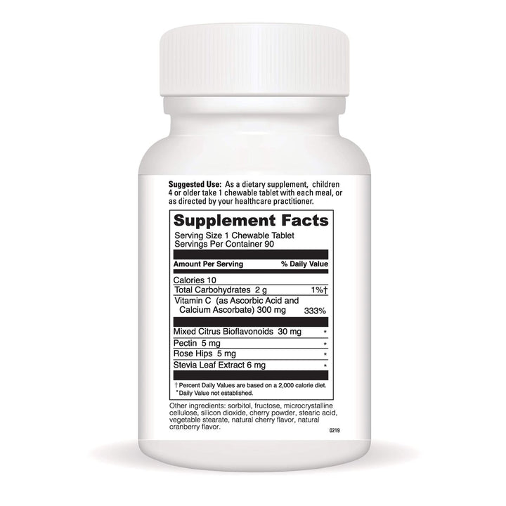 DAVINCI Labs Chewable Vitamin C - Kids Vitamin C Supplement to Support The Immune System, Healthy Skin and Overall Wellness - with Pectin, Rose Hips and More - Cherry Flavor - 90 Chewable Tablets - The Oasis of Health