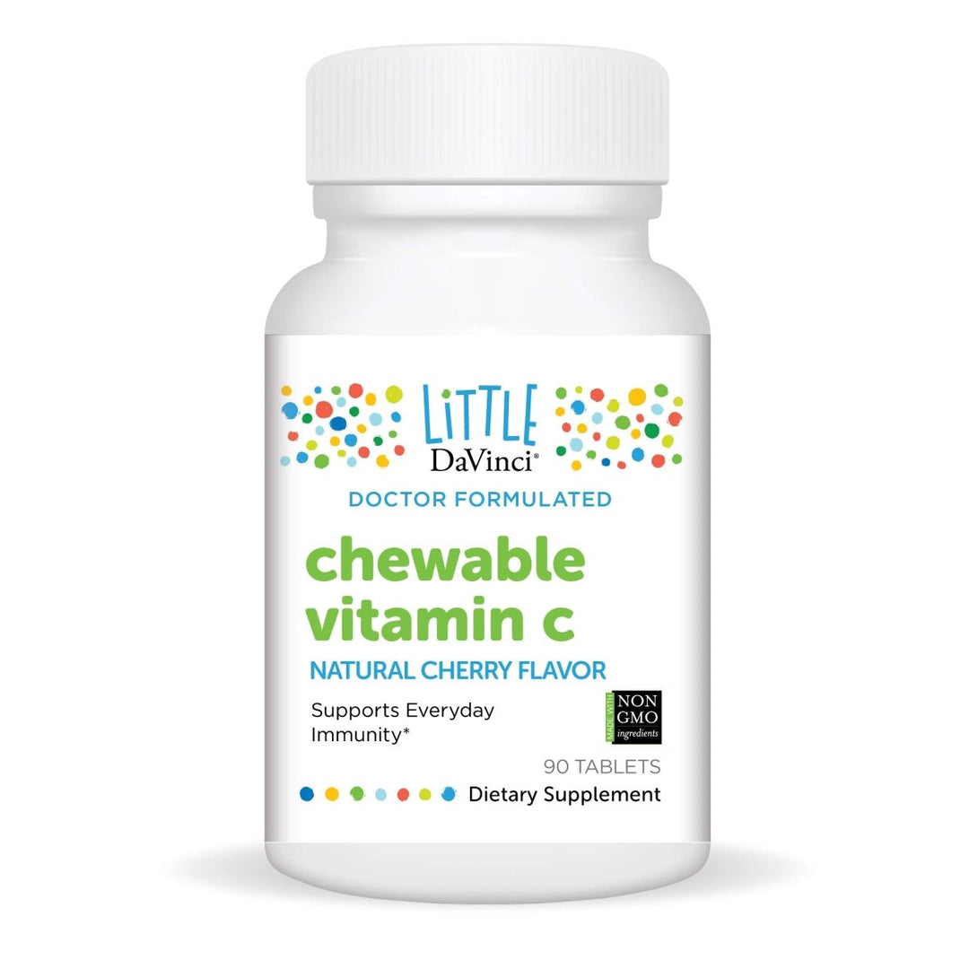 DAVINCI Labs Chewable Vitamin C - Kids Vitamin C Supplement to Support The Immune System, Healthy Skin and Overall Wellness - with Pectin, Rose Hips and More - Cherry Flavor - 90 Chewable Tablets - The Oasis of Health