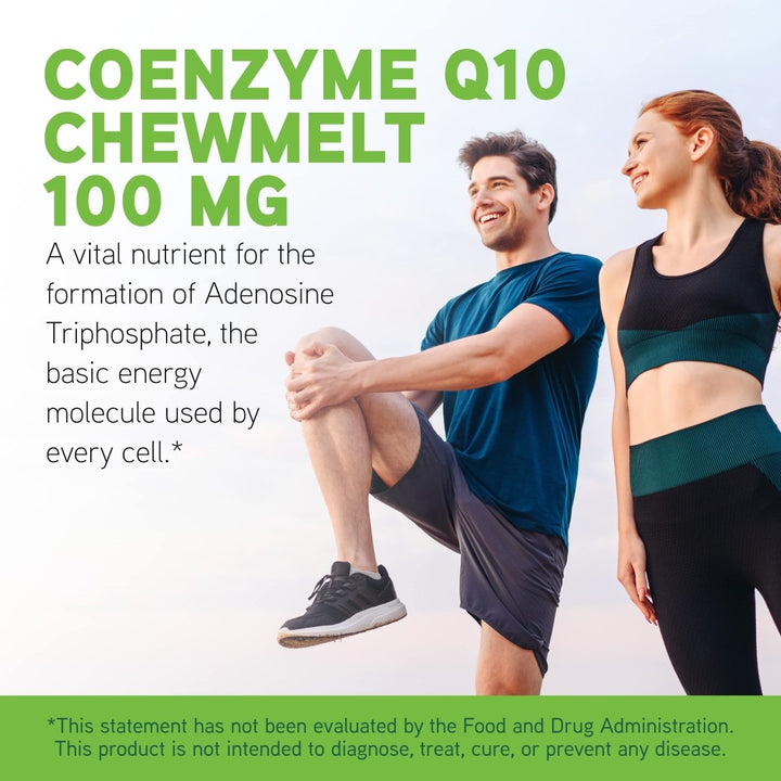 DaVinci Labs Coenzyme Q10 Chewmelt 100 mg - Supports Liver, Brain, Kidney, Cardiovascular & Periodontal Functions* - Dietary Supplement - Vegetarian - Gluten - Free - 60 Easy Chewable Tablets - The Oasis of Health