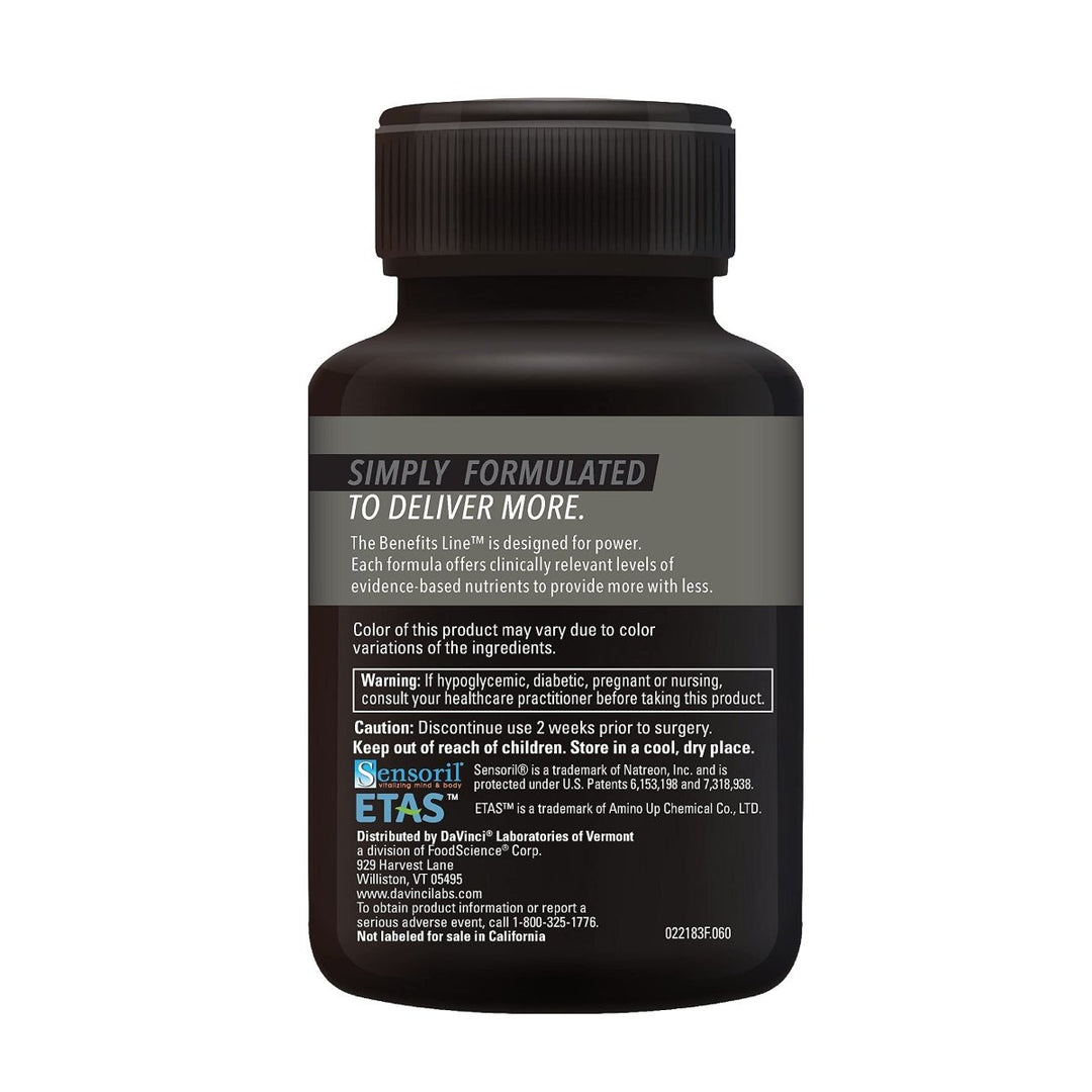 DaVinci Labs Cortisol Benefits - Dietary Supplement to Support Healthy Cortisol Levels and Adrenal Health - With Ashwagandha Extract, Rhodiola Rosea Root and More - Gluten - Free - 60 Vegetarian Capsules - The Oasis of Health