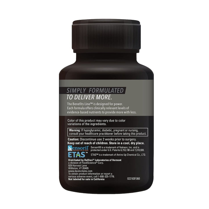 DaVinci Labs Cortisol Benefits - Dietary Supplement to Support Healthy Cortisol Levels and Adrenal Health - With Ashwagandha Extract, Rhodiola Rosea Root and More - Gluten - Free - 60 Vegetarian Capsules - The Oasis of Health