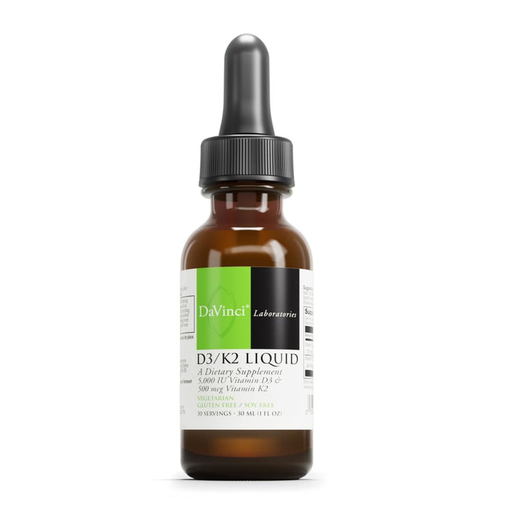 DaVinci Labs D3/K2 Liquid - Dietary Supplement to Support Bone Health, Calcium Balance and Cardiovascular Function* - With Liquid Vitamin D3 and Vitamin D2 - 30 mL - The Oasis of Health