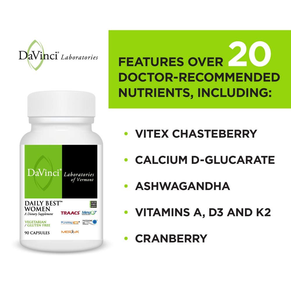 DaVinci Labs - Daily Best Women - A Dietary Supplement with Vitamin B6, Vitamin B12 Vitamin C, Vitamin K2, and More - Vegetarian, Gluten - free - 90 Capsules - The Oasis of Health