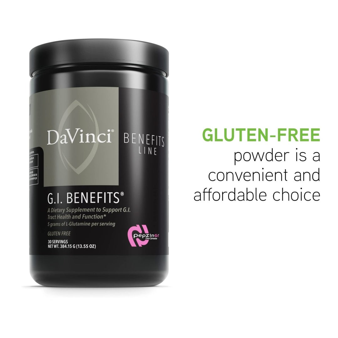 DAVINCI Labs GI Benefits - Dietary Supplement Powder Drink Mix - Support Gut Health, Immune System & Overall Wellness* - with Zinc, L - Carnosine, L - Glutamine, Aloe Vera & More - 384.15 g - 30 Servings - The Oasis of Health