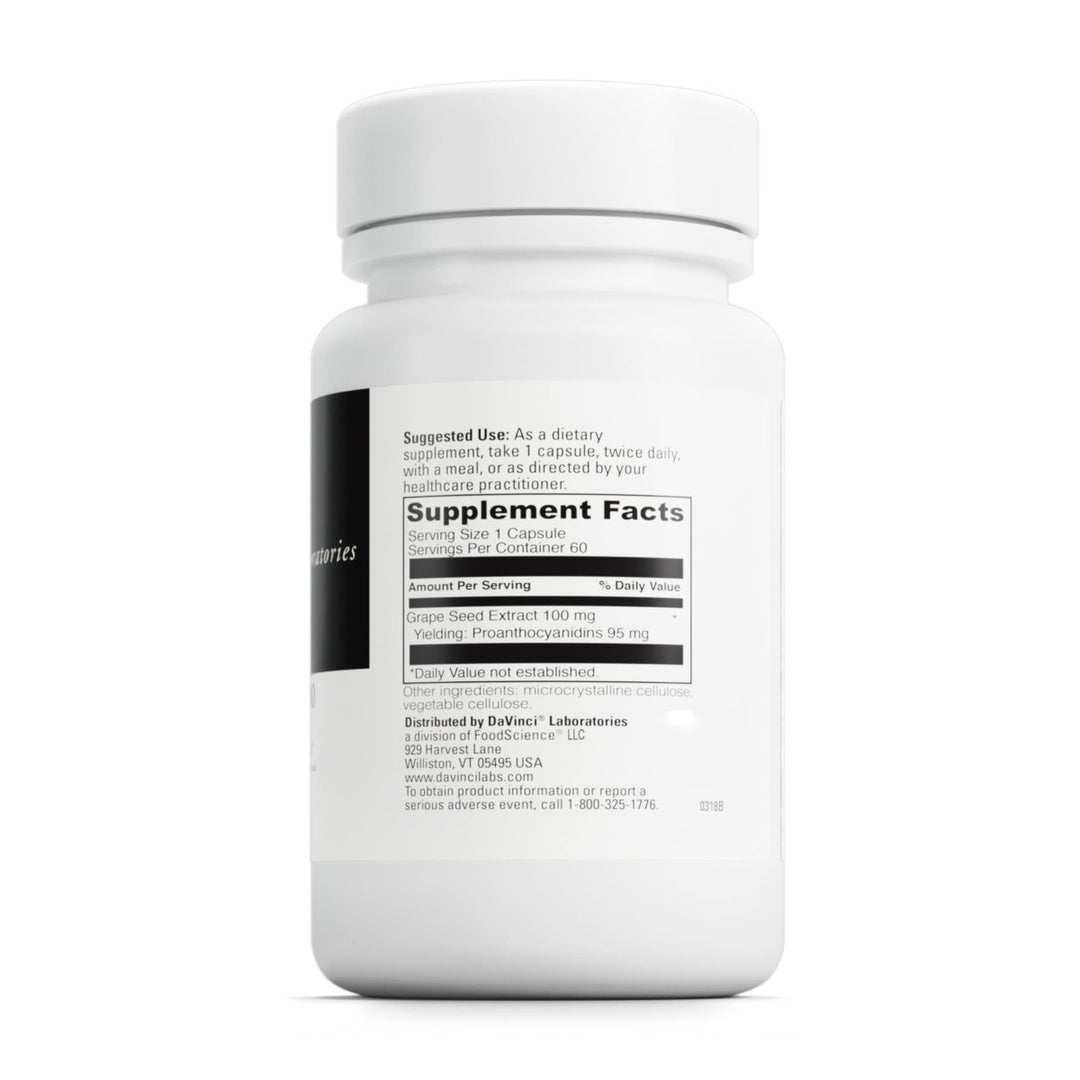 DaVinci Labs Grape Seed - 100 - Dietary Supplement to Support Immune System, Vascular Function and Healthy Skin* - With 100 mg Grape Seed Extract per Serving - Gluten - Free - 60 Vegetarian Capsules - The Oasis of Health