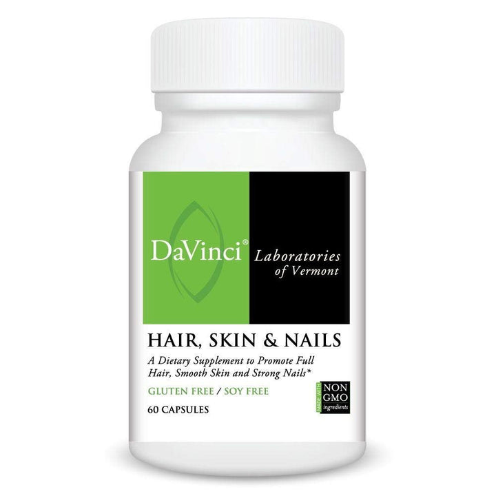 DaVinci Labs Hair, Skin & Nails - Dietary Supplement to Support Smooth, Healthy Skin, Strong Nails and Hair Health* - With Vitamin C and D3, Minerals, Biotin, Zinc and More - Gluten - Free - 60 Capsules - The Oasis of Health