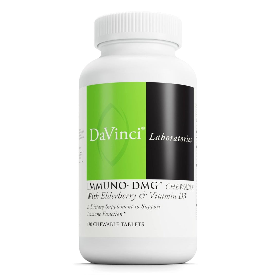 Davinci Labs Immuno - DMG Chewable with Elderberry and Vitamin D3 - Dietary Supplement to Support Cell and Immune Health* - with Vitamin C, D3, E, Black Elderberry, DMG and More - 120 Chewable Tablets - The Oasis of Health