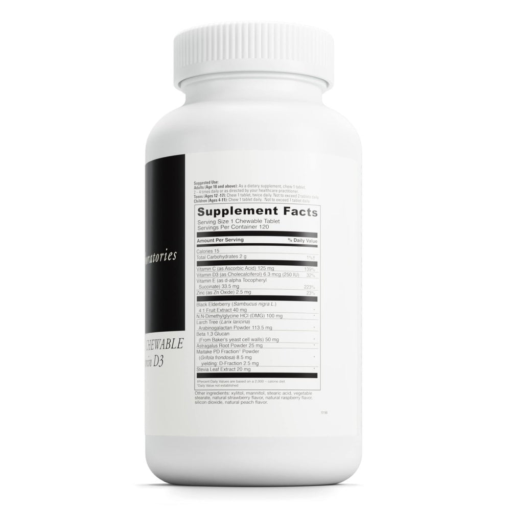 Davinci Labs Immuno - DMG Chewable with Elderberry and Vitamin D3 - Dietary Supplement to Support Cell and Immune Health* - with Vitamin C, D3, E, Black Elderberry, DMG and More - 120 Chewable Tablets - The Oasis of Health