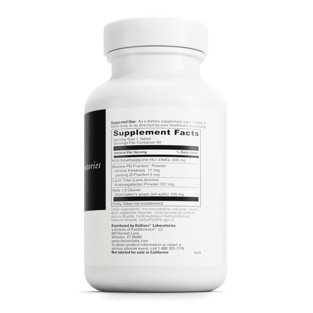 DaVinci Labs Immuno - DMG - Dietary Supplement to Balance and Support Immune System Functions* - With DMG, Maitake Powder, Larch Tree and Beta Glucan - Gluten - Free - 90 Vegetarian Tablets - The Oasis of Health