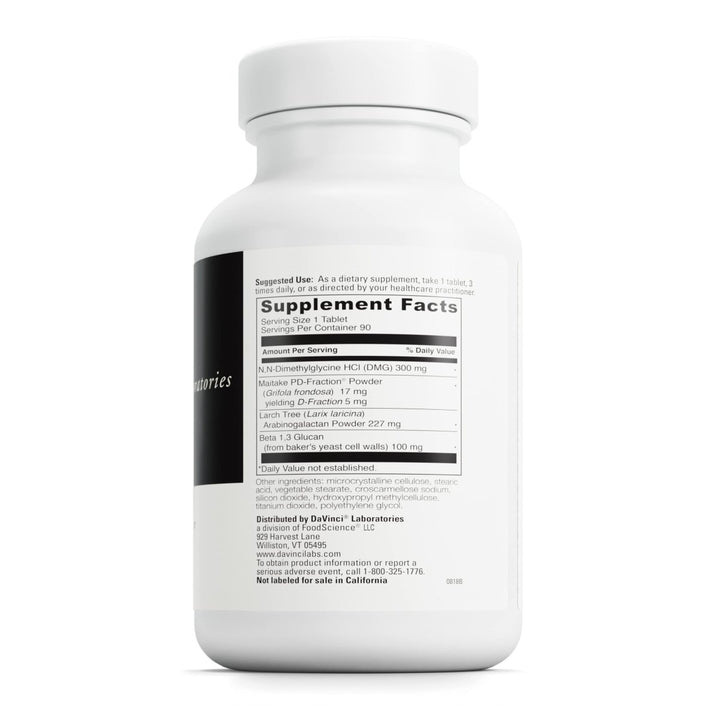 DaVinci Labs Immuno - DMG - Dietary Supplement to Balance and Support Immune System Functions* - With DMG, Maitake Powder, Larch Tree and Beta Glucan - Gluten - Free - 90 Vegetarian Tablets - The Oasis of Health
