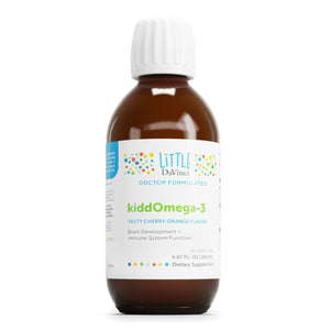 DAVINCI Labs kiddOmega - 3 - Liquid Omega - 3 Supplement for Kids - for Immune System, Focus and Brain Support* - with Monk Fruit, DHA, EPA and More - Cherry Orange Flavor - 200mL - The Oasis of Health