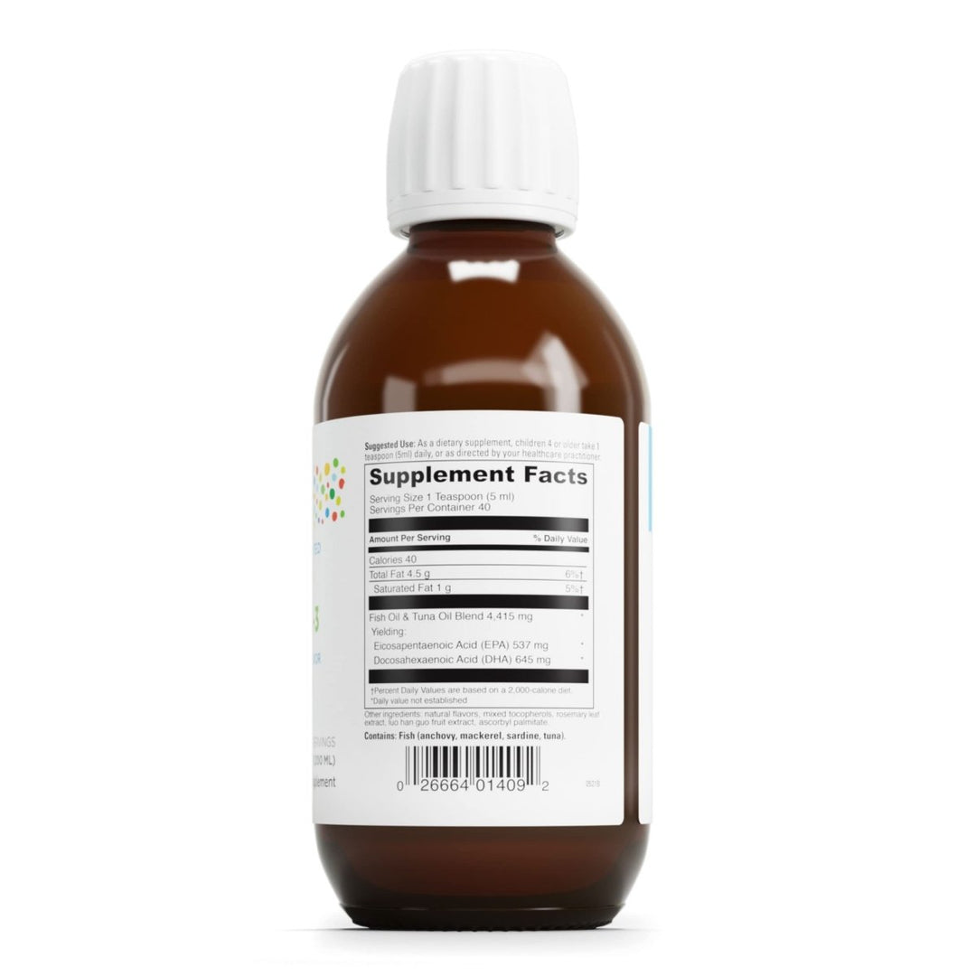 DAVINCI Labs kiddOmega - 3 - Liquid Omega - 3 Supplement for Kids - for Immune System, Focus and Brain Support* - with Monk Fruit, DHA, EPA and More - Cherry Orange Flavor - 200mL - The Oasis of Health