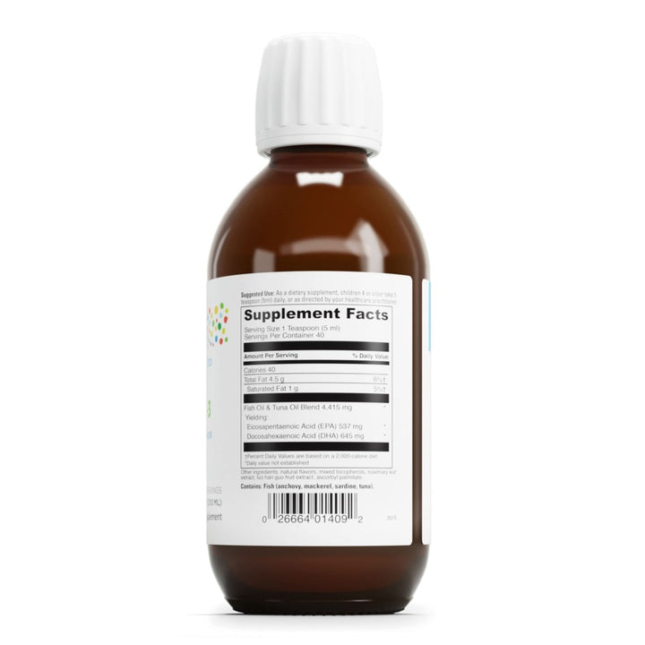 DAVINCI Labs kiddOmega - 3 - Liquid Omega - 3 Supplement for Kids - for Immune System, Focus and Brain Support* - with Monk Fruit, DHA, EPA and More - Cherry Orange Flavor - 200mL - The Oasis of Health