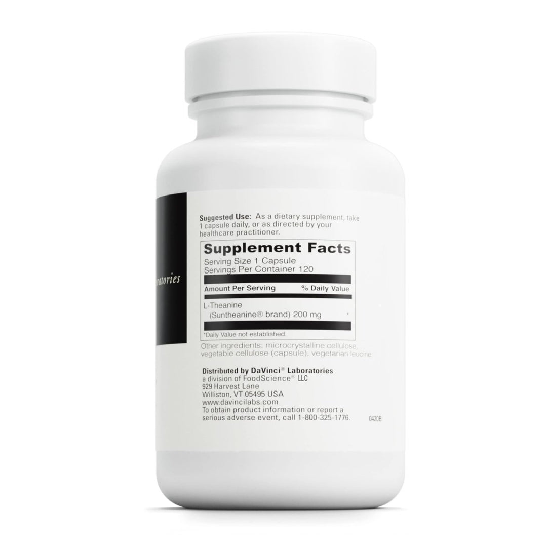 DAVINCI Labs L - Theanine - Dietary Supplement to Help with Concentration, Focus, Relaxation and Irritability* - with 200 mg L - Theanine per Serving - 120 Vegetarian Capsules - The Oasis of Health