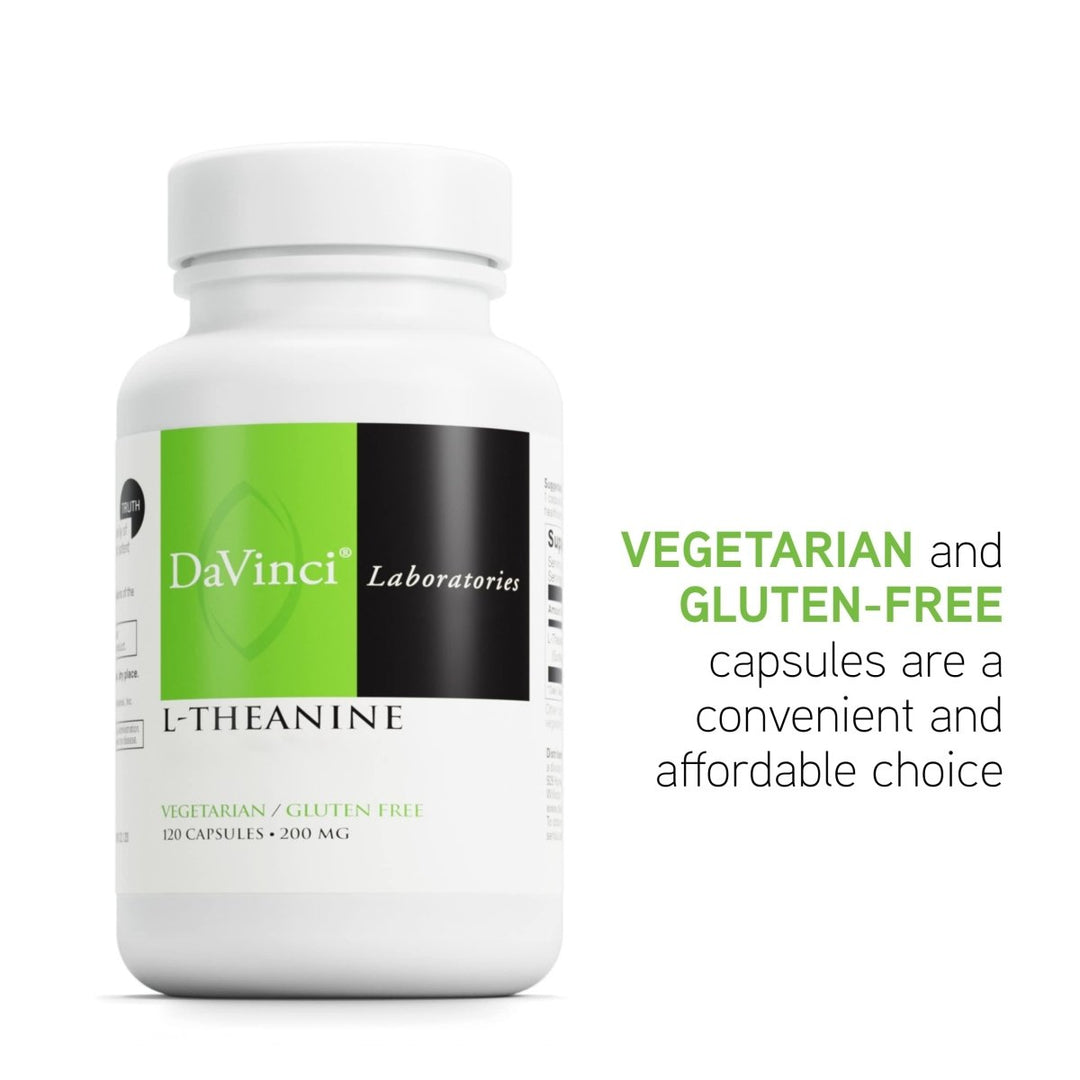 DAVINCI Labs L - Theanine - Dietary Supplement to Help with Concentration, Focus, Relaxation and Irritability* - with 200 mg L - Theanine per Serving - 120 Vegetarian Capsules - The Oasis of Health