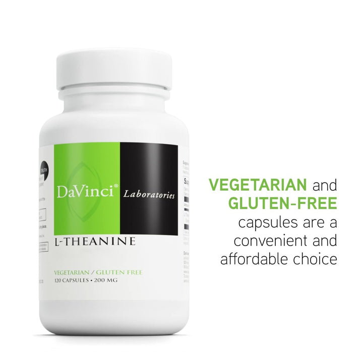 DAVINCI Labs L - Theanine - Dietary Supplement to Help with Concentration, Focus, Relaxation and Irritability* - with 200 mg L - Theanine per Serving - 120 Vegetarian Capsules - The Oasis of Health