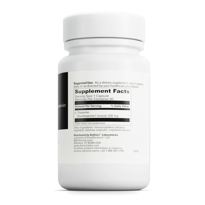 DAVINCI Labs L - Theanine - Dietary Supplement to Help with Concentration, Focus, Relaxation and Irritability* - with 200 mg L - Theanine per Serving - 60 Vegetarian Capsules - The Oasis of Health