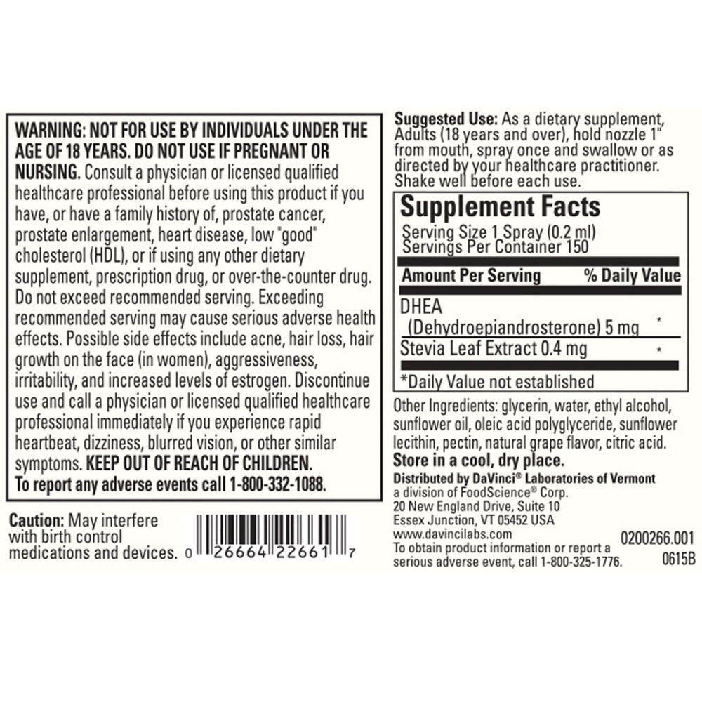 DaVinci Labs Liposomal DHEA Spray - 1 oz - The Oasis of Health