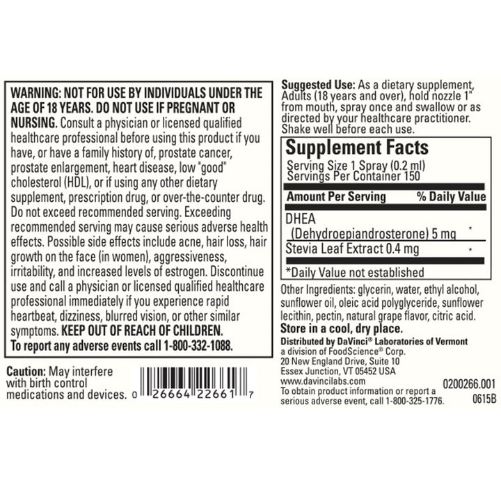 DaVinci Labs Liposomal DHEA Spray - 1 oz - The Oasis of Health