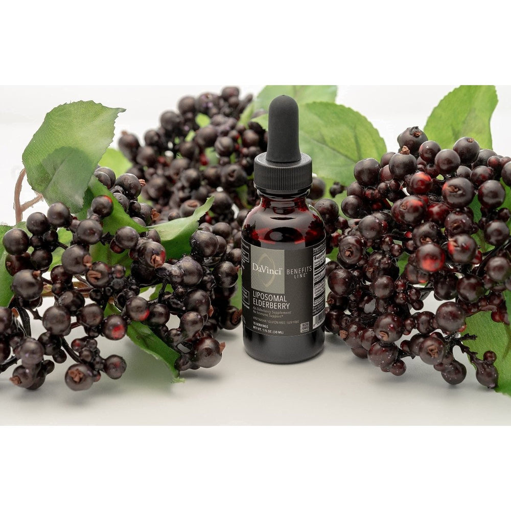 DAVINCI Labs Liposomal Elderberry - Immune Support Supplement for Healthy Lungs, Throat and Sinus* - with ElderCraft European Black Elderberry Extract - Gluten - Free - Vegetarian - 30 ml, 15 Servings - The Oasis of Health